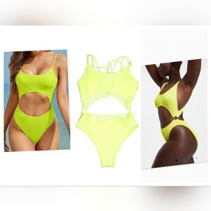 Urban Outfitters Neon Lime Cutout One-Piece Swimsuit